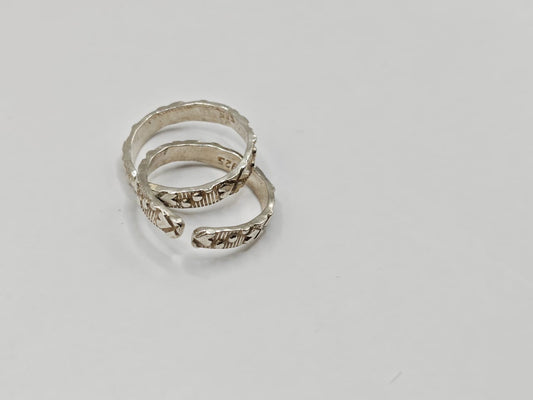 92.5 Silver Adjustable Toe Rings – Minimal Engraved Design (Pair)