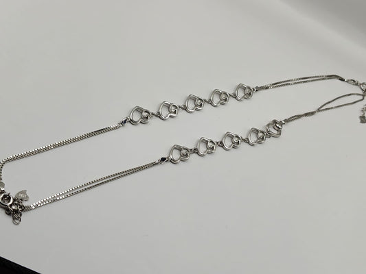 92.5 Silver Light Payal with Heart Design