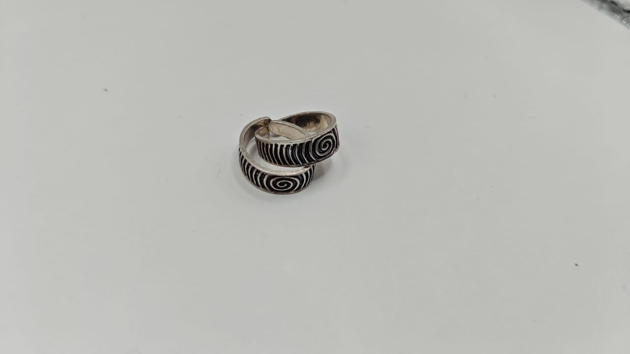 Oxidized Silver Spiral Toe Ring (Adjustable)