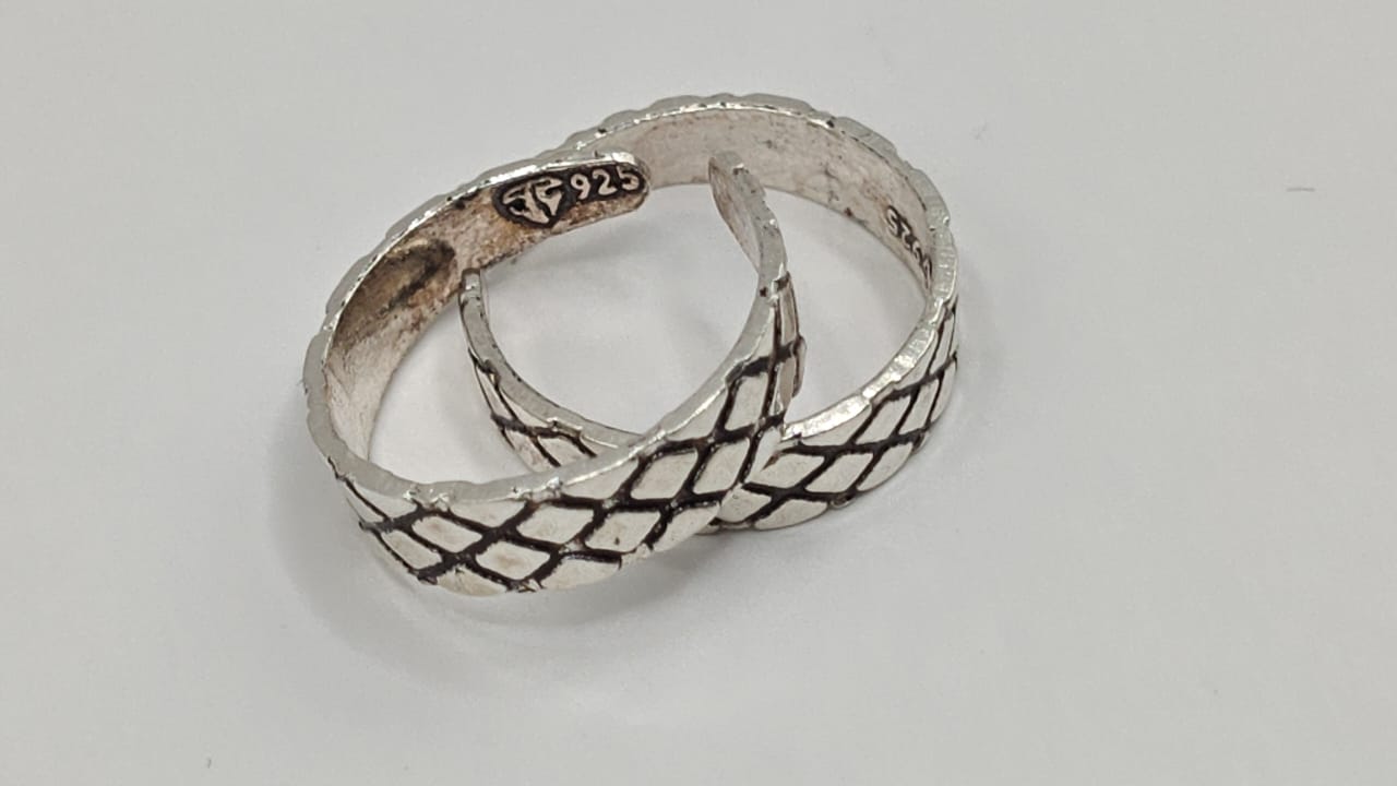 925 Silver Net-Pattern Toe Ring (Adjustable)