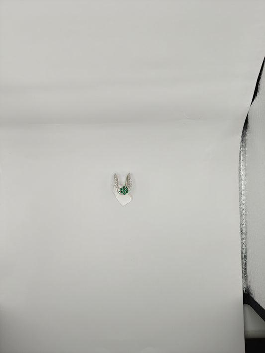 92.5 Silver Ring with Green Stone Floral Design