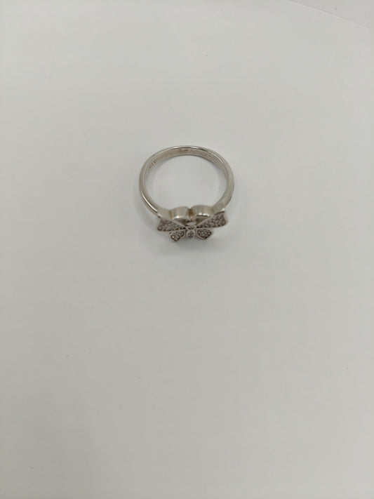 92.5 Sterling Silver Butterfly Ring – Cubic Zirconia Studded