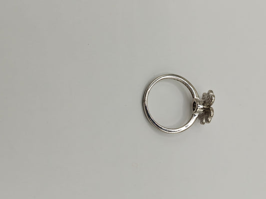 92.5 Sterling Silver Four-Leaf Clover Ring – CZ Stone Studded