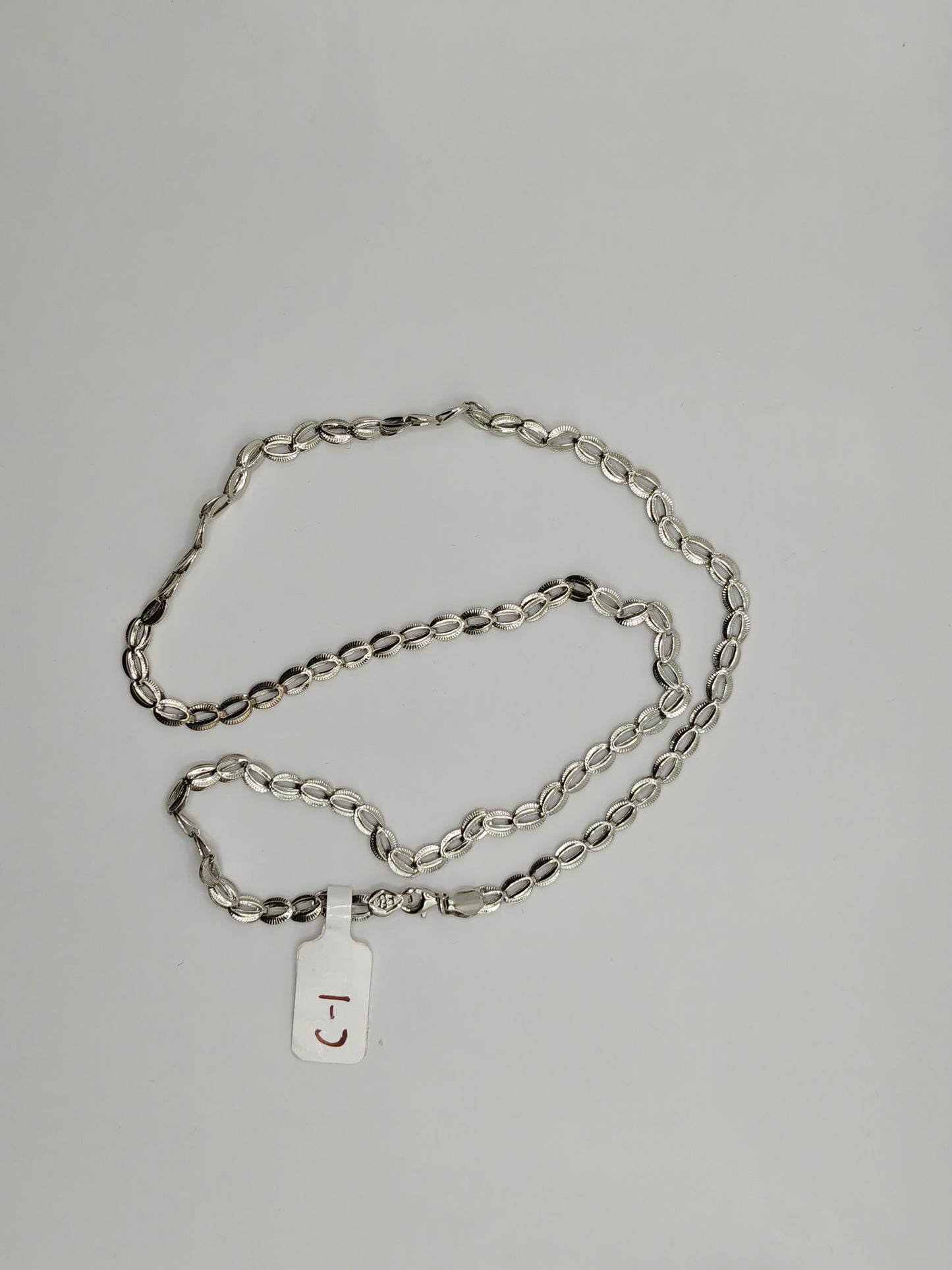 92.5 Sterling Silver Textured Oval Link Chain – Unisex