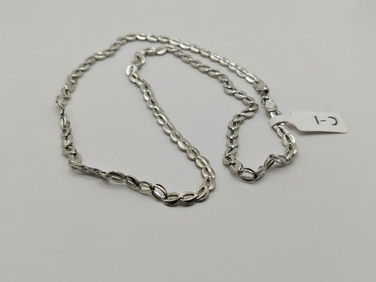 92.5 Sterling Silver Textured Oval Link Chain – Unisex