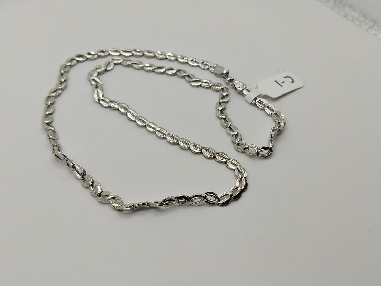 92.5 Sterling Silver Textured Oval Link Chain – Unisex