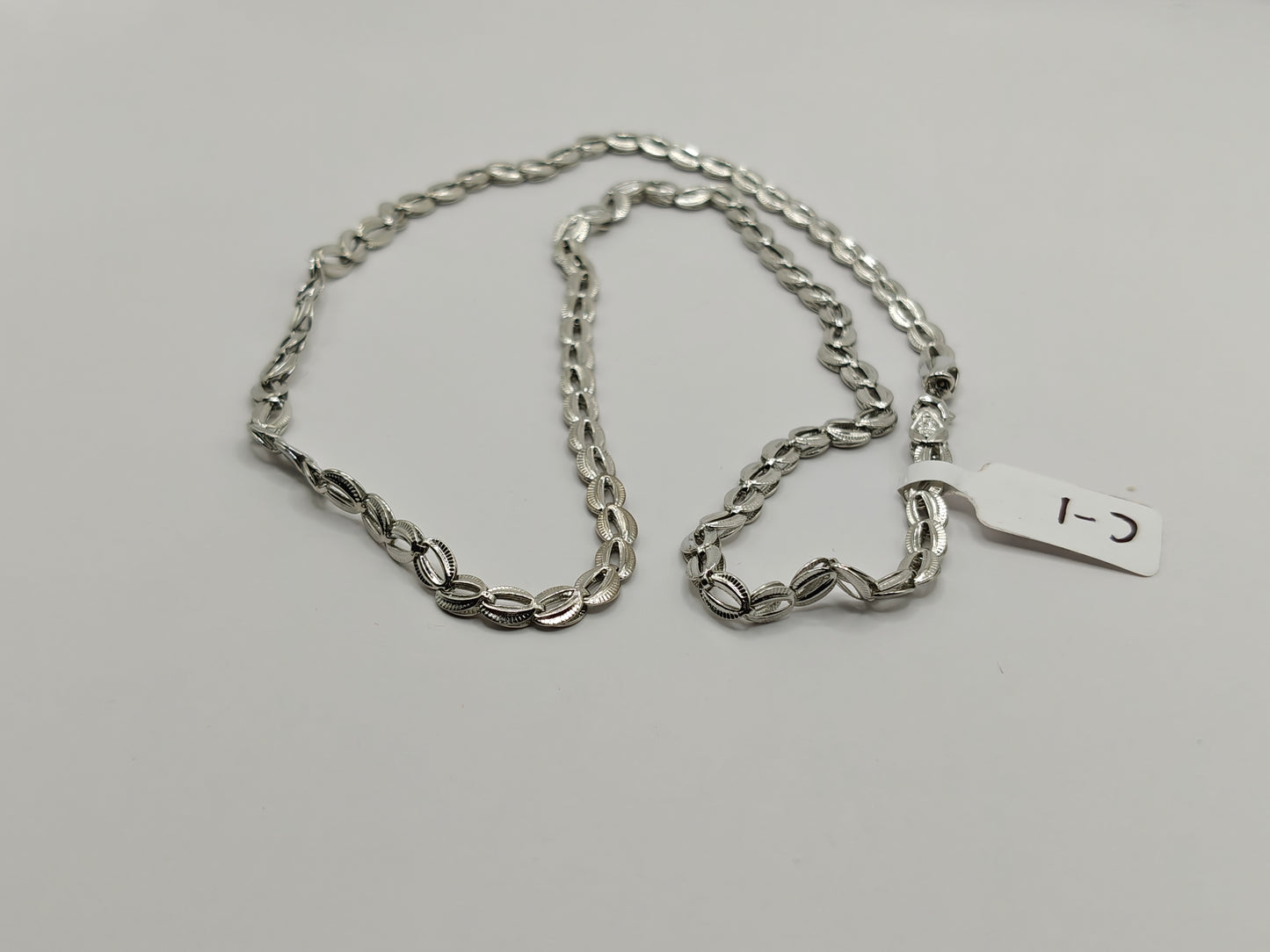 92.5 Sterling Silver Textured Oval Link Chain – Unisex