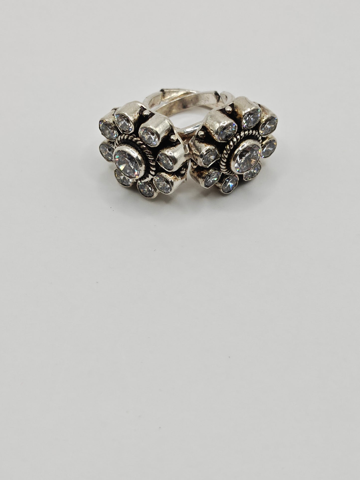92.5 Sterling Silver Floral CZ Toe Rings