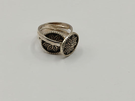 Oxidised 92.5 Silver Toe Rings – Adjustable Round Floral Design (Pair)