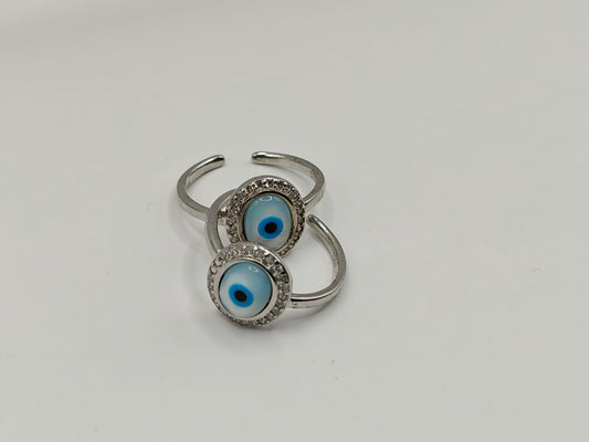 92.5 Silver Evil Eye Toe Rings – Adjustable Protective Design (Pair)