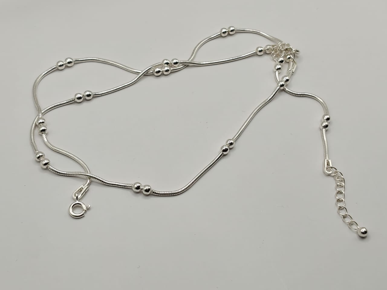 92.5 Silver Everyday Beaded Anklets