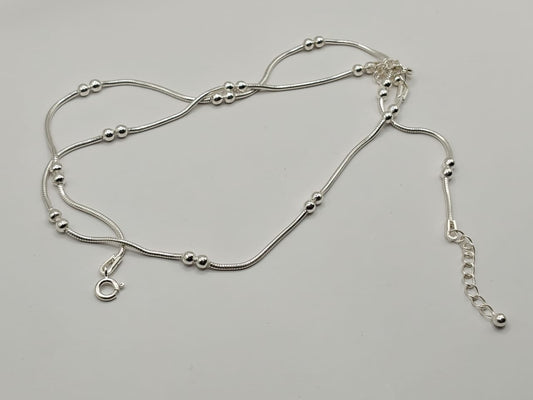 92.5 Silver Everyday Beaded Anklets