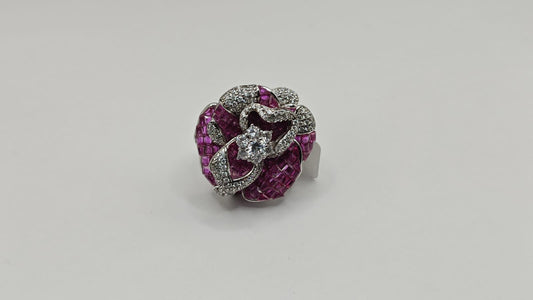 92.5 Sterling Silver Rose Flower Ring for Women