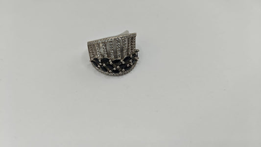92.5 Sterling Silver AD Blue Stone Ring for Women