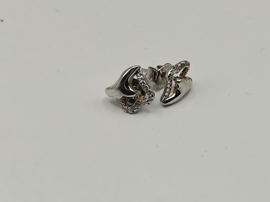 Sterling Silver Heart-Shaped CZ Stud Earrings
