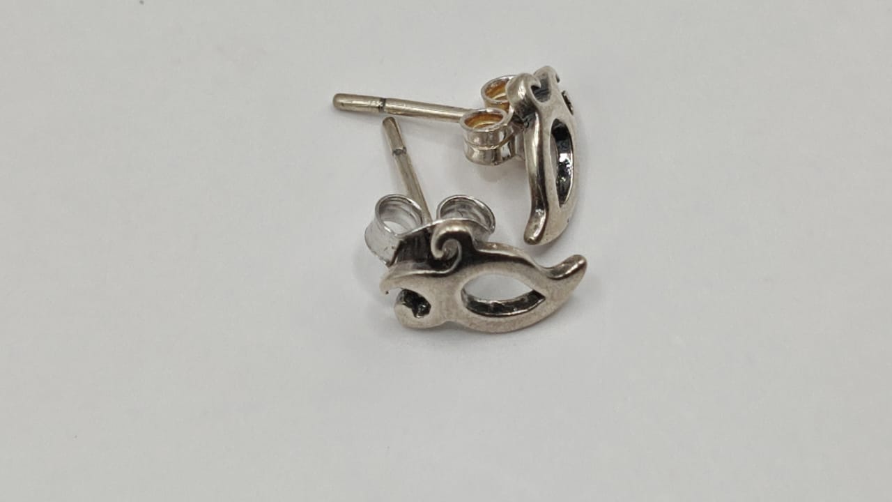Sterling Silver Eye Motif Stud Earrings