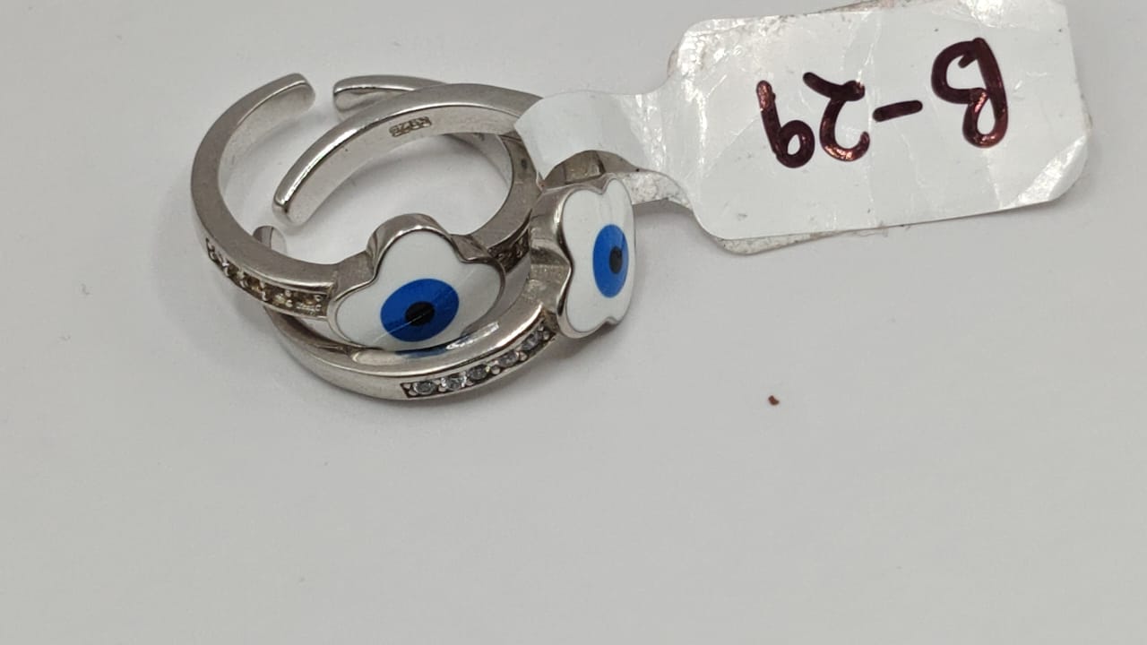 925 Silver Evil Eye Flower Toe Rings (Adjustable, Pair)