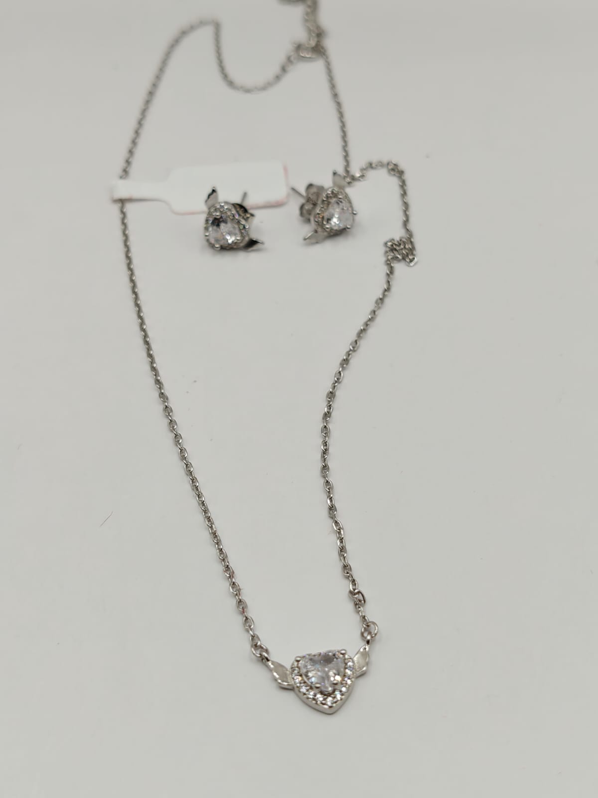 Elegant White Stone Pendant Necklace with Matching Earrings