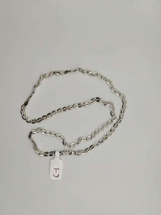 92.5 Sterling Silver Textured Oval Link Chain – Unisex