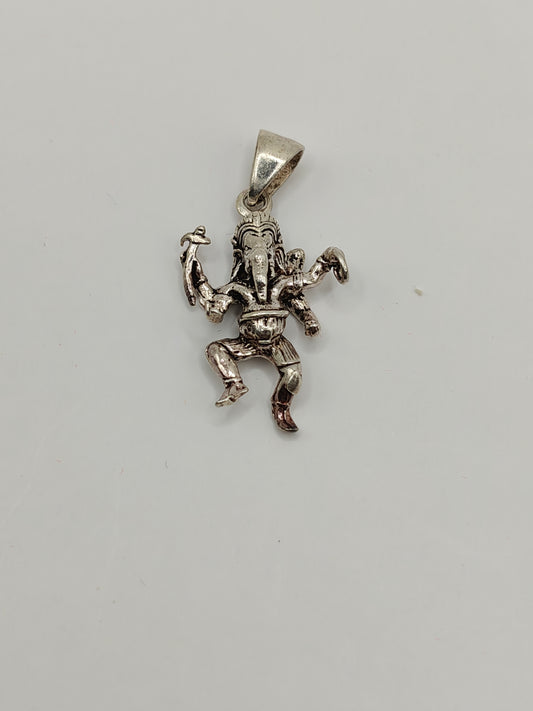 Silver Dancing Ganesha Pendant – Spiritual & Artistic Design