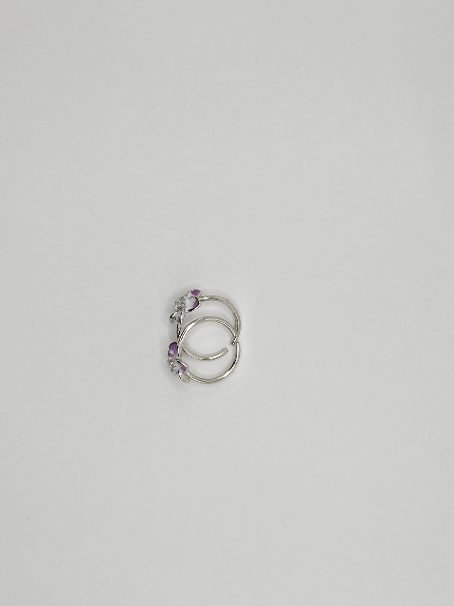 Silver Purple Enamel Floral Toe Rings