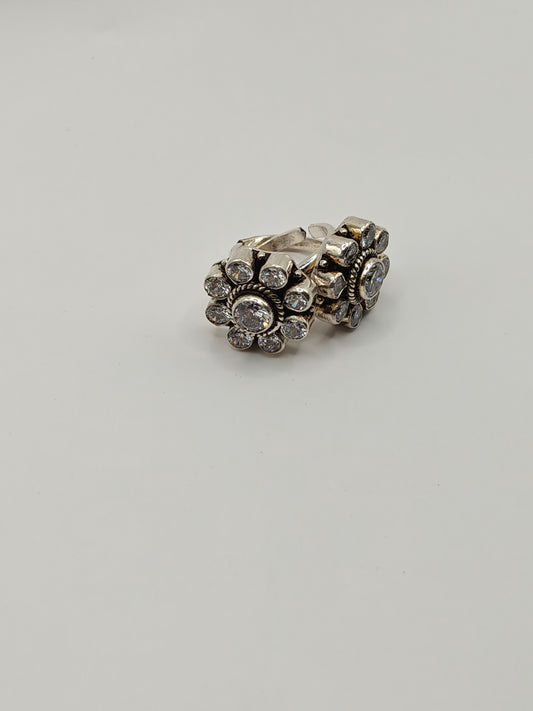 92.5 Sterling Silver Floral CZ Toe Rings